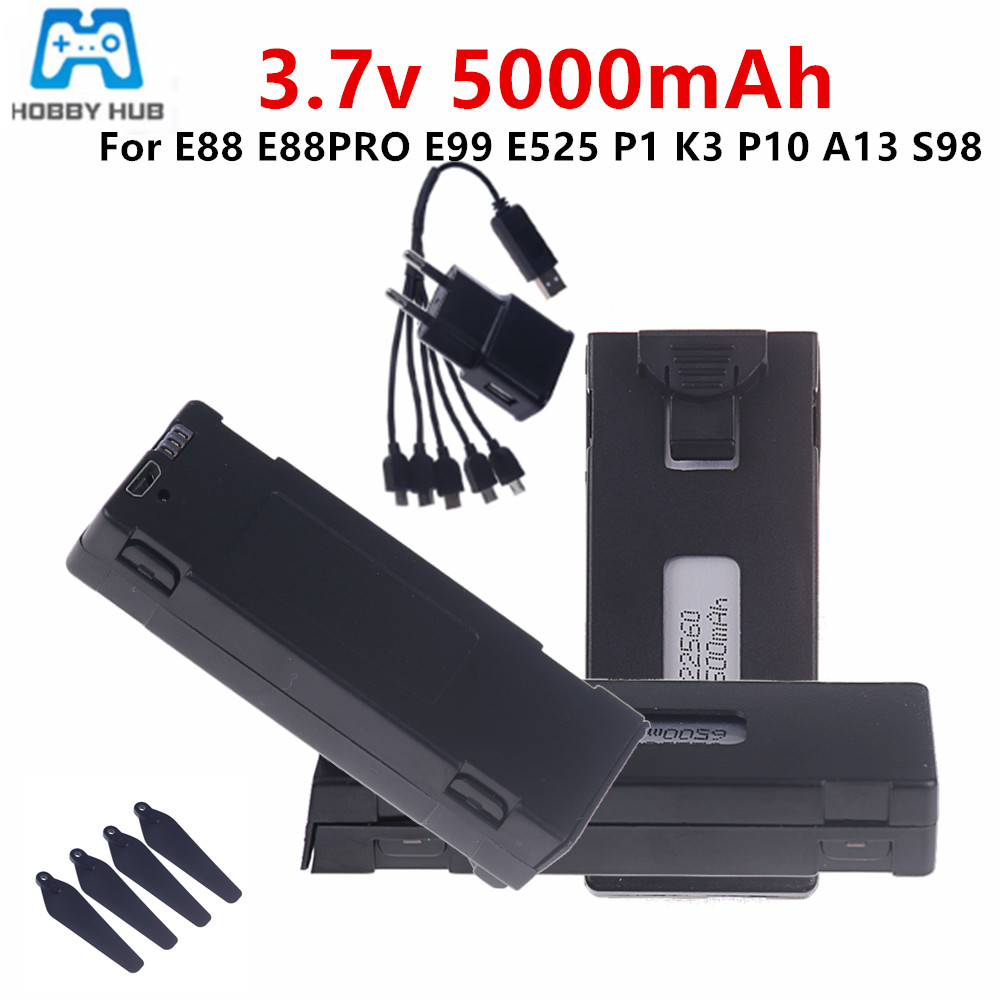 Drone Rc E99 Pro - 3.7V E88 5000mAh Rechargeable Li-ion Battery