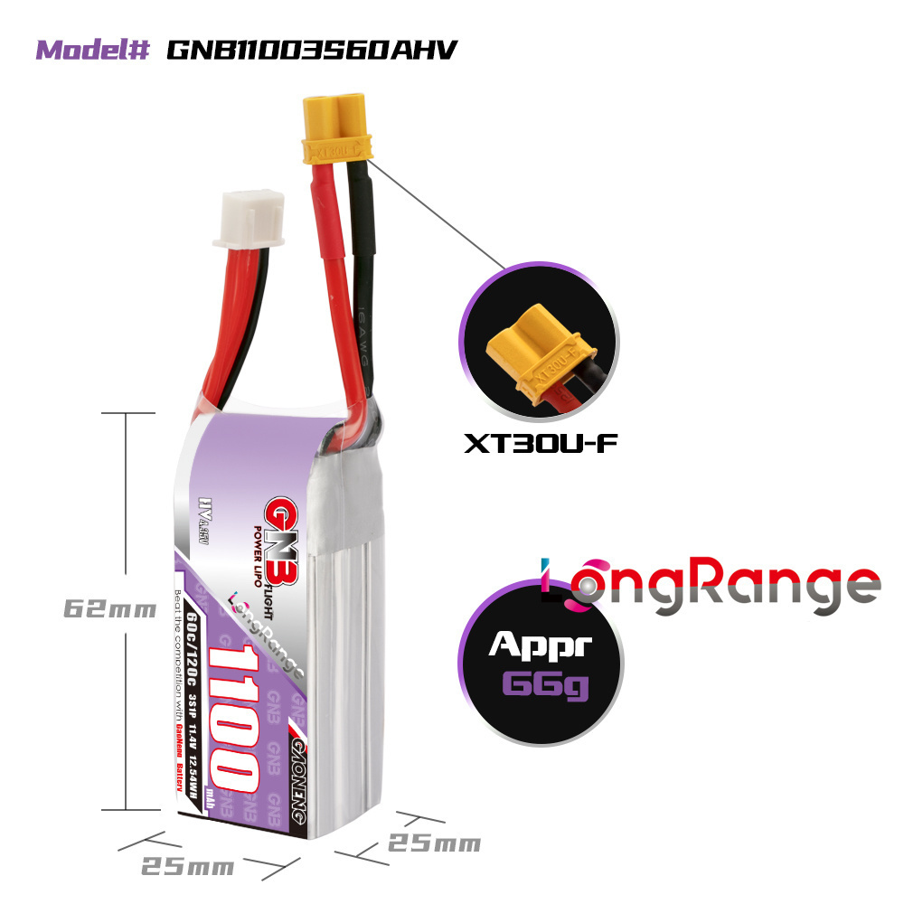 GNB 1100mAh 2S 3S 4S 6S 60C/12 - Drone Rcs recension och pris